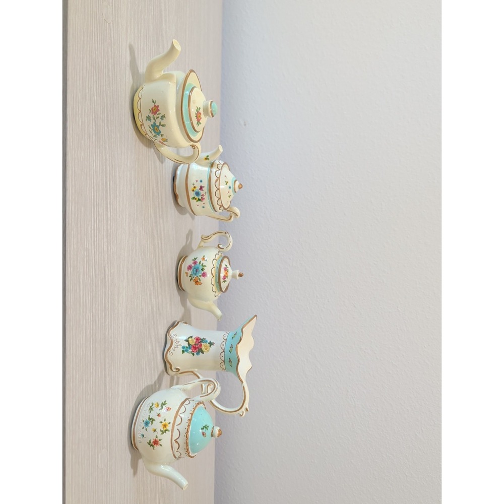 Resin Miniature Teapot Set 5pc Floral Creamer Pitcher Cottagecore WMG 2013